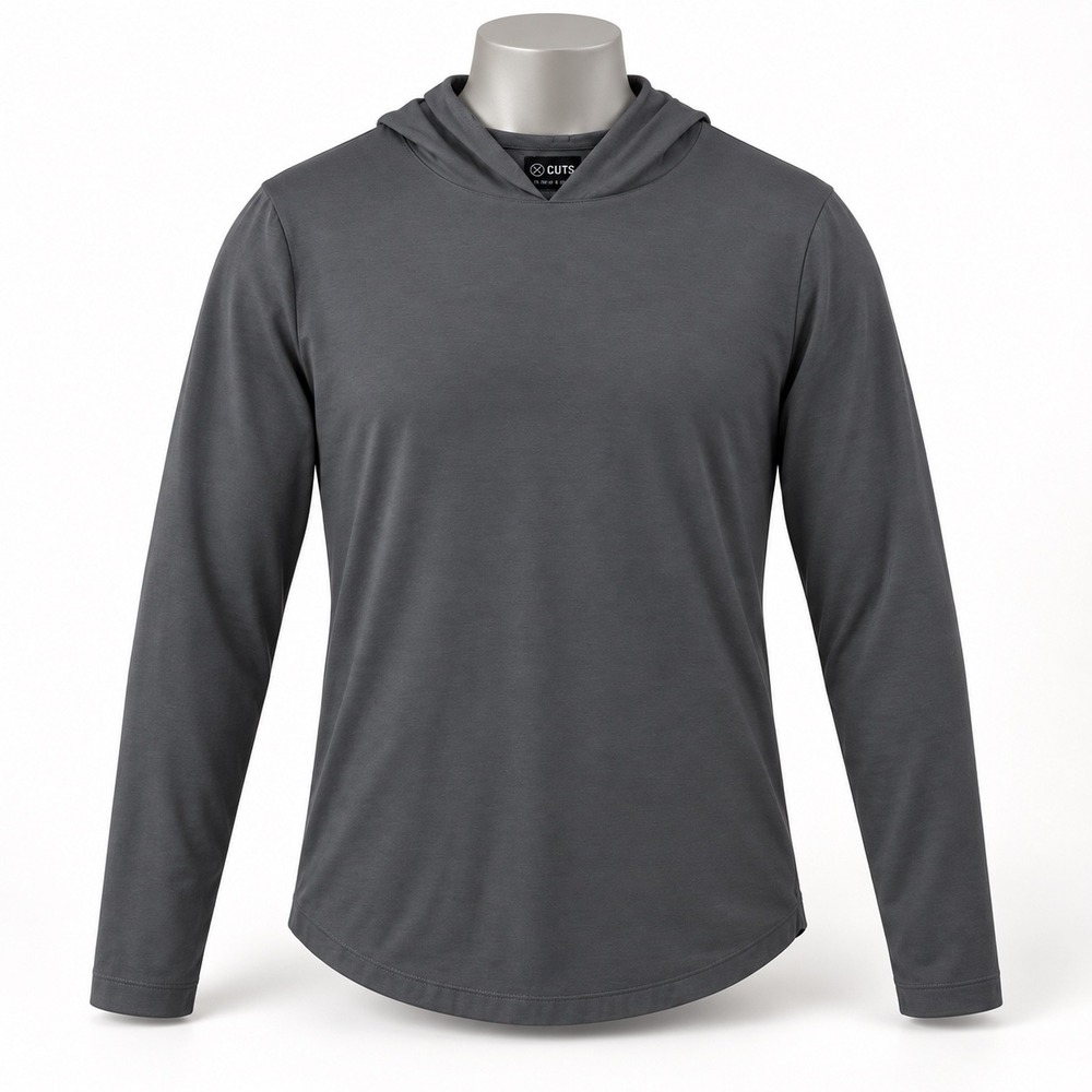 Cuts Clothing Hoodie Mens S Gray PYCA Pro Curve Hem Athleisure Pullover Minimal